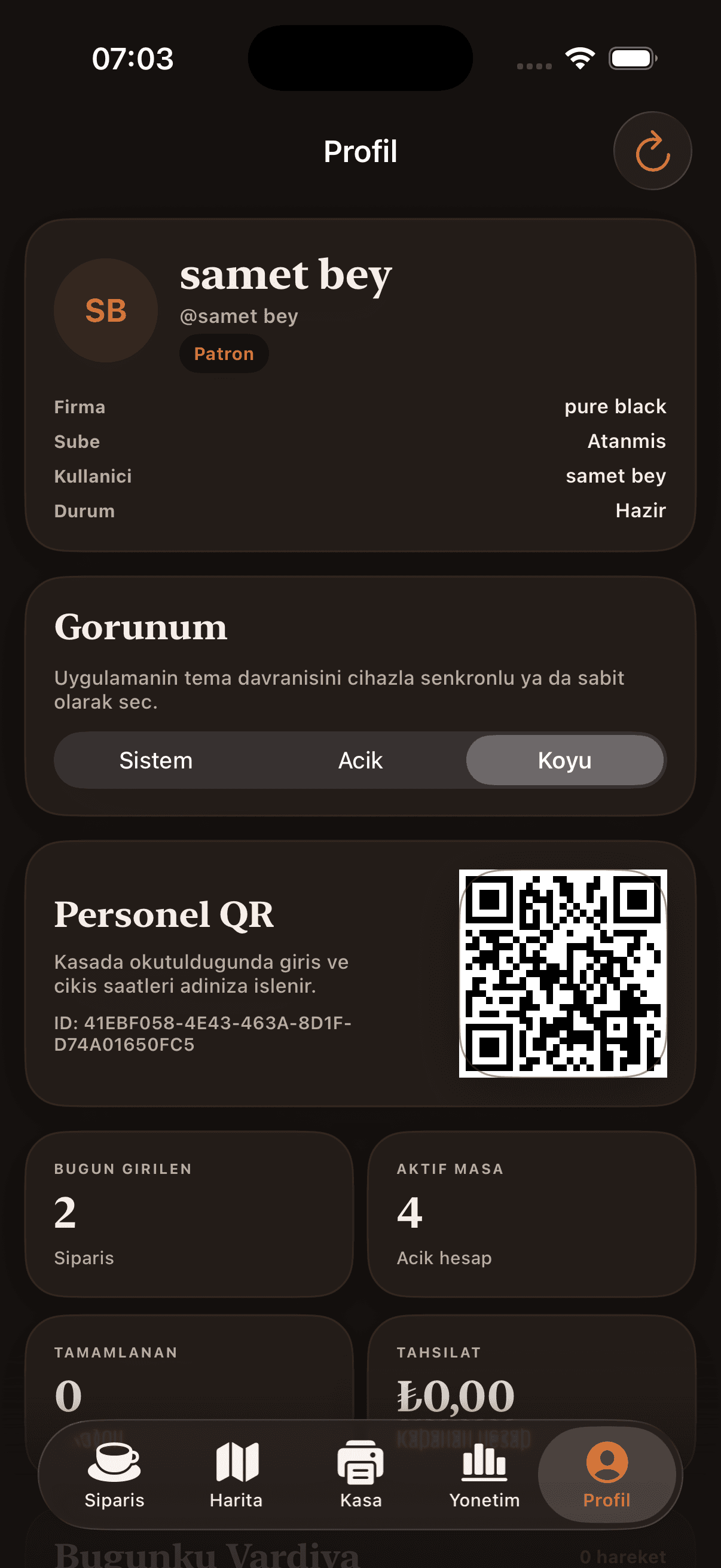 AZEpos profil ekrani